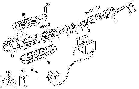 Exploded Diagram A Diagram and Parts List for 9038-25 Type 1 Black and Decker Cordless Drill